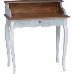 Sale vidaXL Skrivbord Brun och vit 80 x 40 x 92 cm Massivt mahognyträ Naturfärg