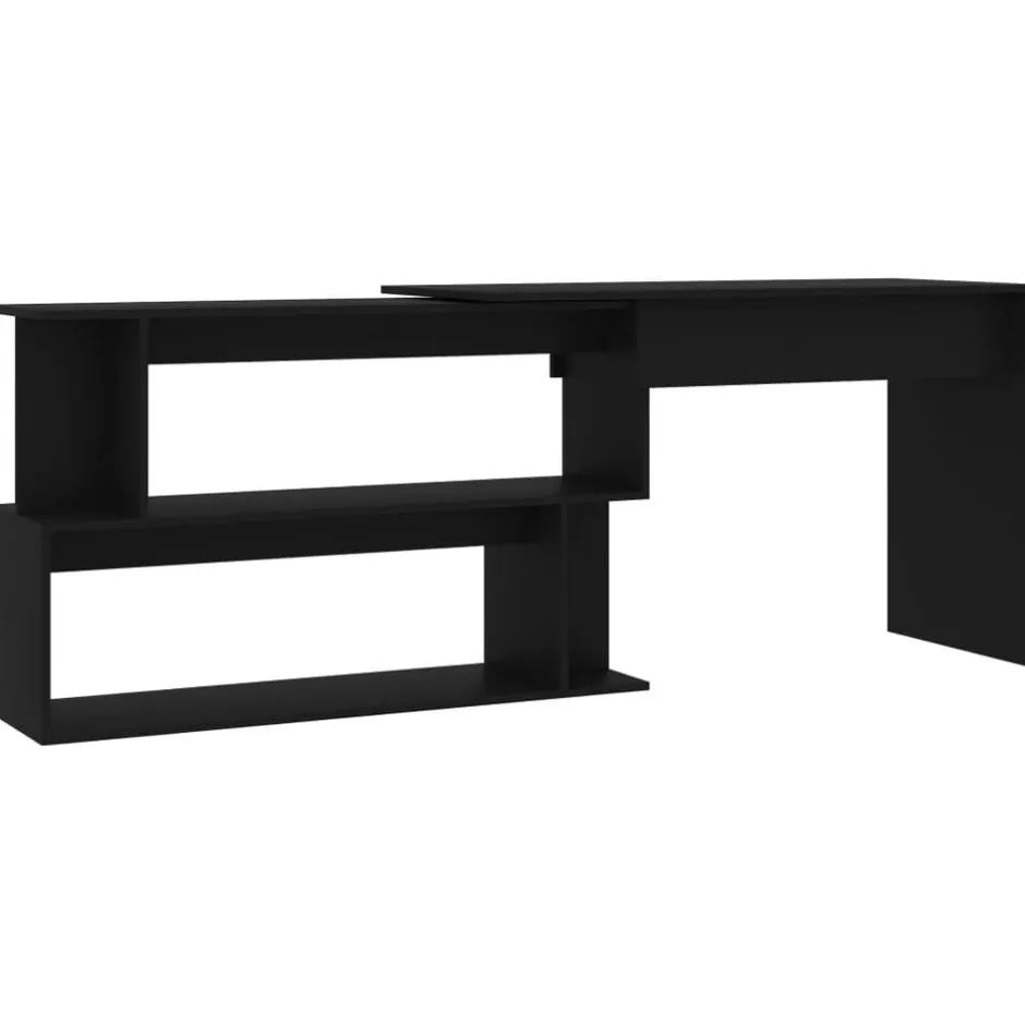 Clearance vidaXL Skrivbord hörn 200x50x76 cm konstruerat trä Svart