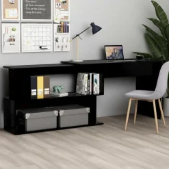 Clearance vidaXL Skrivbord hörn 200x50x76 cm konstruerat trä Svart