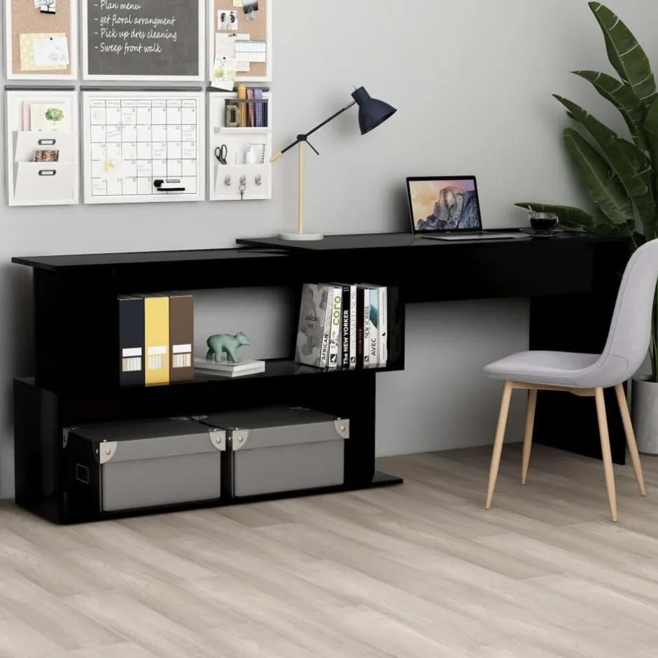 Clearance vidaXL Skrivbord hörn 200x50x76 cm konstruerat trä Svart