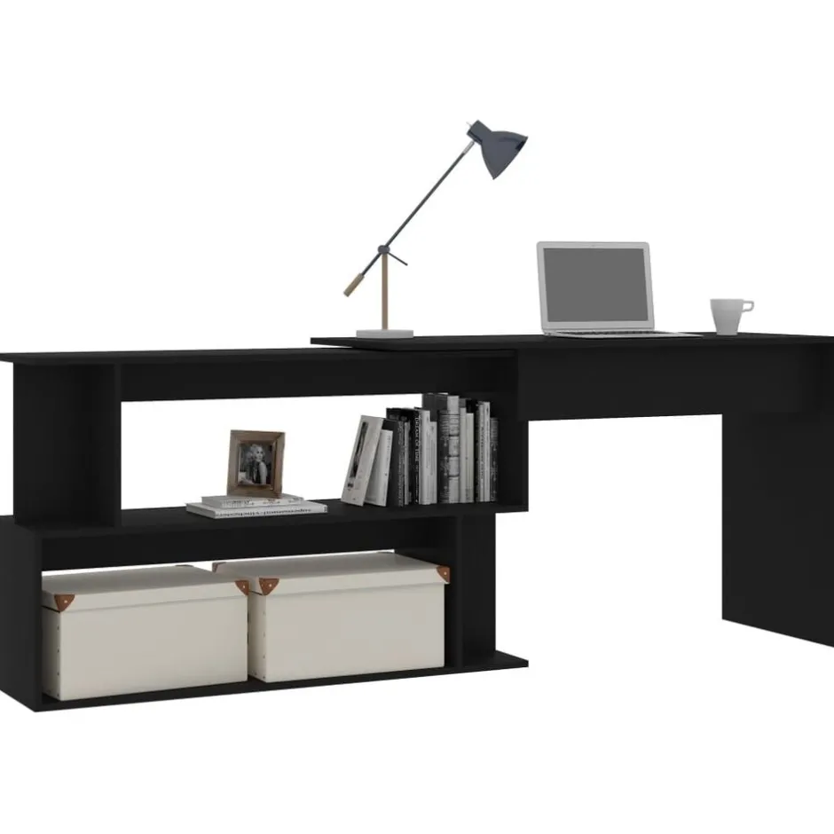 Clearance vidaXL Skrivbord hörn 200x50x76 cm konstruerat trä Svart