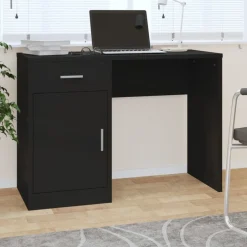 Outlet vidaXL Skrivbord lådor & skåp 100x40x73cm konstruerat trä Svart