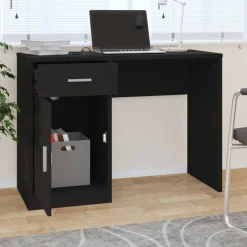 Outlet vidaXL Skrivbord lådor & skåp 100x40x73cm konstruerat trä Svart
