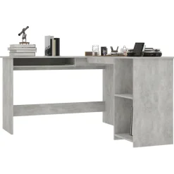 Best vidaXL Skrivbord L-format 120x140x75 cm konstruerat trä Betonggrå