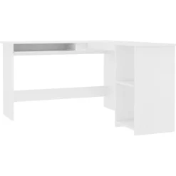 vidaXL Skrivbord L-format vit 120x140x75 cm konstruerat trä