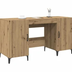 vidaXL Skrivbord med dörr Artisan Ek 140 x 50 x 75 cm Konstruerat trä