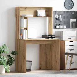 vidaXL Skrivbord med hylla Artisan Ek 91 x 50 x 149 cm Konstruerat trä