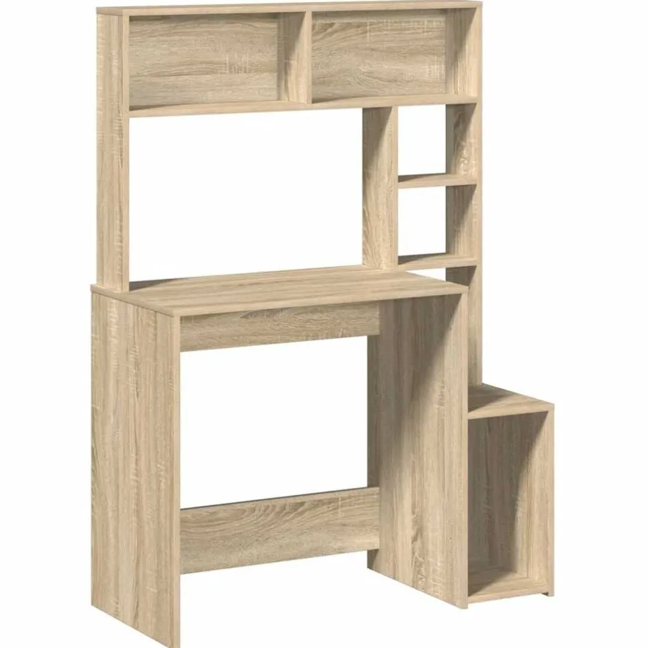 Hot vidaXL Skrivbord med hyllor sonoma-ek 100x45x140 cm konstruerat trä Sonoma ek