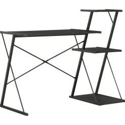 vidaXL Skrivbord med hylla svart 116x50x93 cm