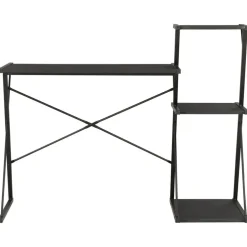 vidaXL Skrivbord med hylla svart 116x50x93 cm