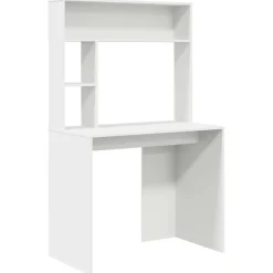 vidaXL Skrivbord med hylla Vit 91 x 50 x 149 cm Konstruerat trä