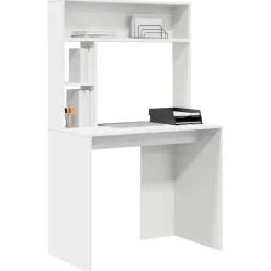 vidaXL Skrivbord med hylla Vit 91 x 50 x 149 cm Konstruerat trä