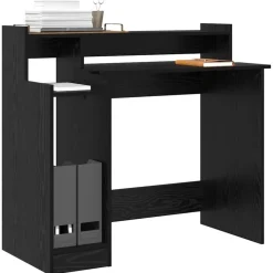 Discount vidaXL Skrivbord med hylla 97 x 45 x 90 cm Konstruerat trä Svart ek
