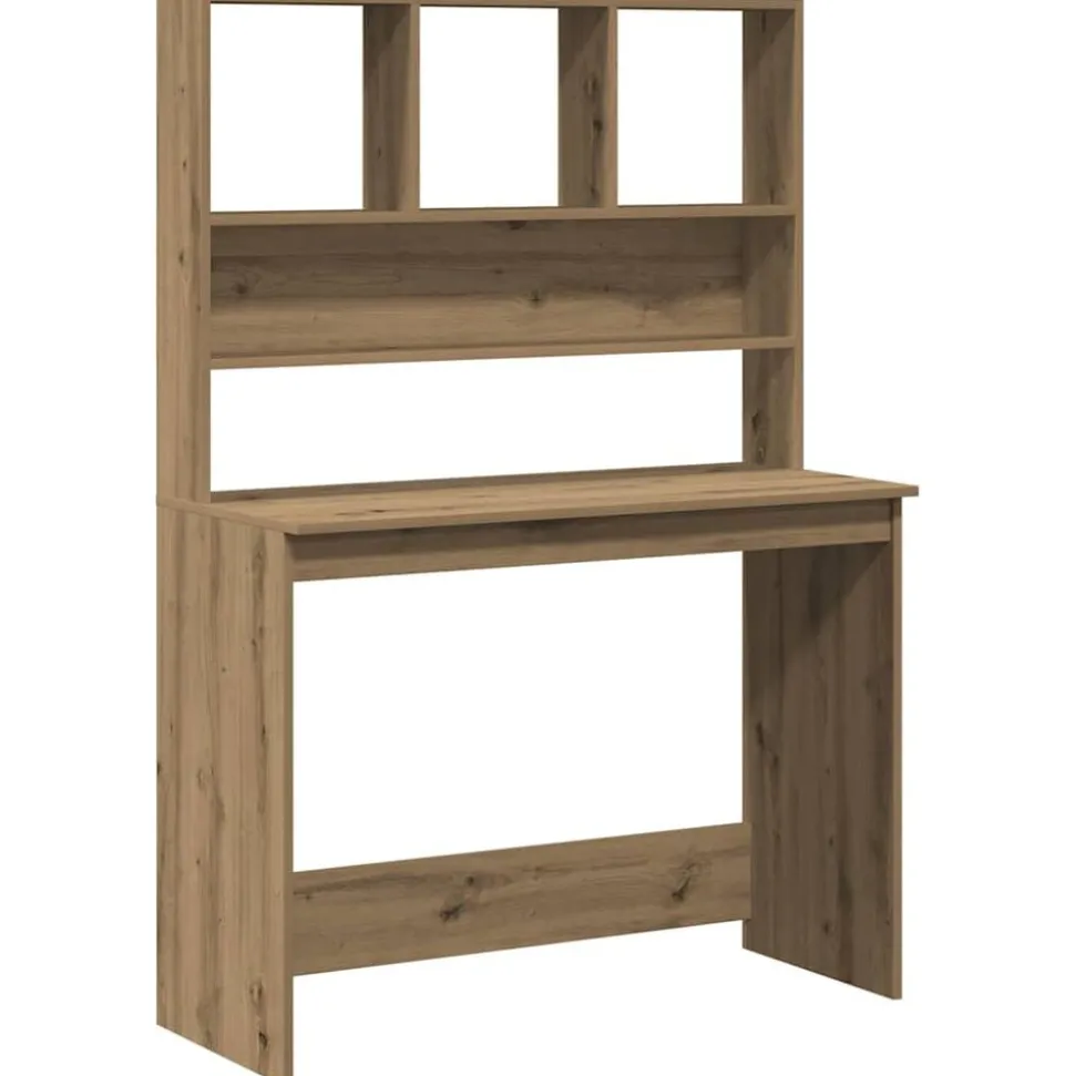 vidaXL Skrivbord med hyllor artisan ek 102x45x148 cm konstruerat trä