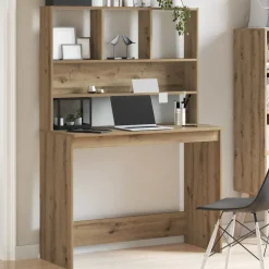 vidaXL Skrivbord med hyllor artisan ek 102x45x148 cm konstruerat trä