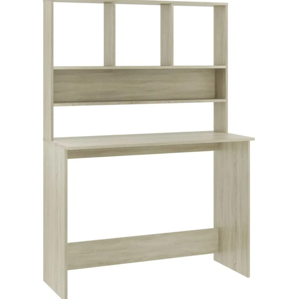 vidaXL Skrivbord med hyllor sonoma-ek 110x45x157 cm konstruerat trä