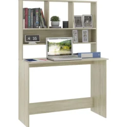 vidaXL Skrivbord med hyllor sonoma-ek 110x45x157 cm konstruerat trä