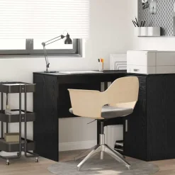 vidaXL Skrivbord med hylla Svart Ek 102 x 50 x 75 cm Konstruerat trä