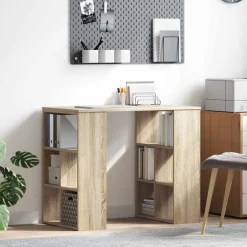 Discount vidaXL Skrivbord med hylla Sonoma-ek 90 x 50 x 75 cm Konstruerat trä Sonoma ek