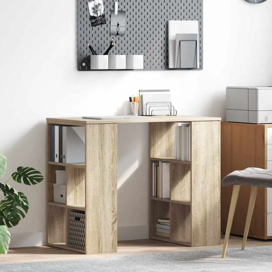 Discount vidaXL Skrivbord med hylla Sonoma-ek 90 x 50 x 75 cm Konstruerat trä Sonoma ek