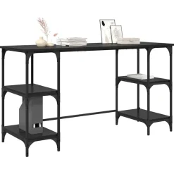 Discount vidaXL Skrivbord med hylla 140 x 50 x 75 cm Konstruerat trä Svart ek