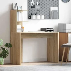 Hot vidaXL Skrivbord med hylla 102 x 50 x 124 cm Konstruerat trä Sonoma ek