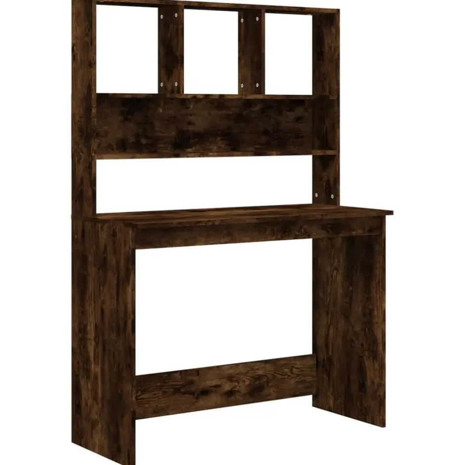 Clearance vidaXL Skrivbord med hyllor 102x45x148 cm konstruerat trä Rökfärgad ek