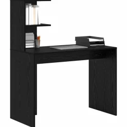 vidaXL Skrivbord med hylla Svart Ek 102 x 50 x 124 cm Konstruerat trä
