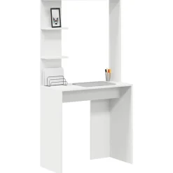 vidaXL Skrivbord med hylla Vit 78,5 x 37 x 154,5 cm Konstruerat trä