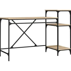 Clearance vidaXL Skrivbord med hyllor sonoma-ek 135x50x90cm konstruerat trä&järn Sonoma ek