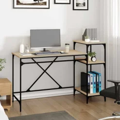 Clearance vidaXL Skrivbord med hyllor sonoma-ek 135x50x90cm konstruerat trä&järn Sonoma ek