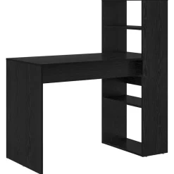 vidaXL Skrivbord med hylla Svart Ek 113 x 54 x 120 cm Konstruerat trä