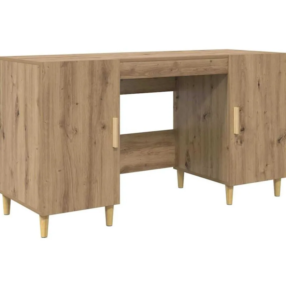 vidaXL Skrivbord med hylla Artisan Ek 140 x 50 x 75 cm Konstruerat trä