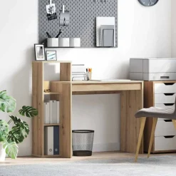 vidaXL Skrivbord med hylla Artisan Ek 100 x 40 x 90 cm Konstruerat trä