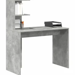 vidaXL Skrivbord med hylla Betonggrå 102 x 50 x 124 cm Konstruerat trä