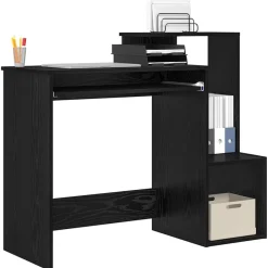 Best vidaXL Skrivbord med låda 106 x 41 x 88.5 cm Konstruerat trä Svart ek
