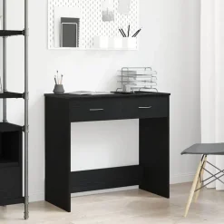 vidaXL Skrivbord med låda Svart Ek 80 x 40 x 75 cm Konstruerat trä