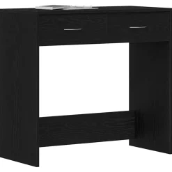 vidaXL Skrivbord med låda Svart Ek 80 x 40 x 75 cm Konstruerat trä