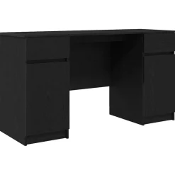 vidaXL Skrivbord med låda Svart ek 140 x 49 x 76 cm Konstruerat trä