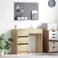 New vidaXL Skrivbord med låda Sonoma-ek 90 x 37.5 x 75 cm Konstruerat trä Sonoma ek