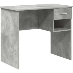 Best vidaXL Skrivbord med låda 90 x 49 x 75 cm Konstruerat trä Betonggrå