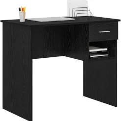 Outlet vidaXL Skrivbord med låda 90 x 49 x 75 cm Konstruerat trä Svart ek