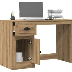 vidaXL Skrivbord med låda Artisan Ek 50 x 115 x 75 cm Konstruerat trä
