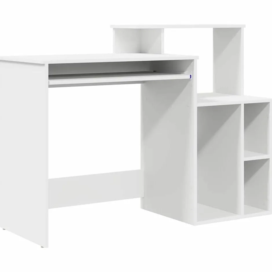 Best vidaXL Skrivbord med låda 120,5 x 44 x 88,5 cm Konstruerat trä Vit