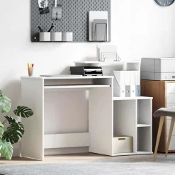 Best vidaXL Skrivbord med låda 120,5 x 44 x 88,5 cm Konstruerat trä Vit