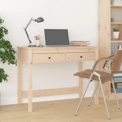 vidaXL Skrivbord med lådor 110x50x75 cm massiv furu