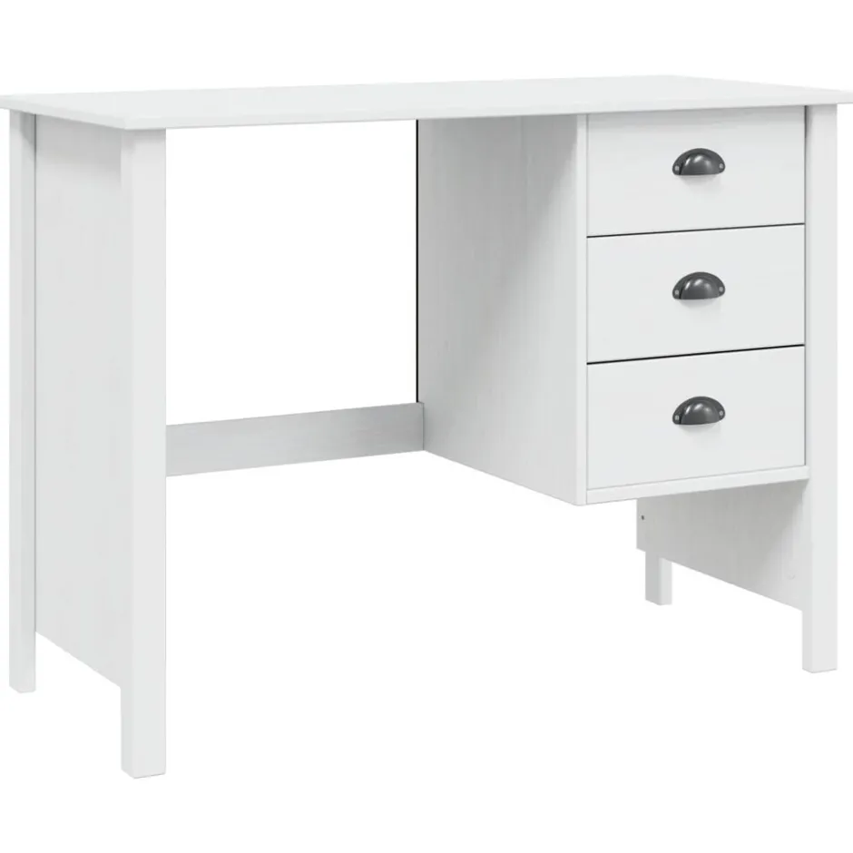 Outlet vidaXL Skrivbord med Lådor HILL 100 x 45 x 74 cm Massivt furu Vit