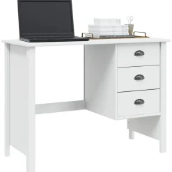 Outlet vidaXL Skrivbord med Lådor HILL 100 x 45 x 74 cm Massivt furu Vit