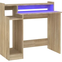 Outlet vidaXL Skrivbord med LED sonoma-ek 97x45x90 cm konstruerat trä Sonoma ek