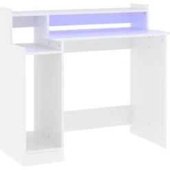vidaXL Skrivbord med LED vit 97x45x90 cm konstruerat trä
